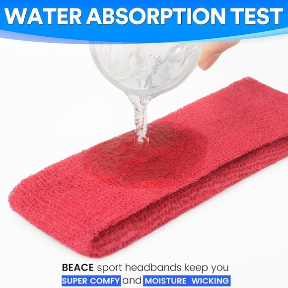 Sweatbands Sports Headband for Men & Women - Moisture Wicking Athletic Cotton Te - Picture 2 of 7